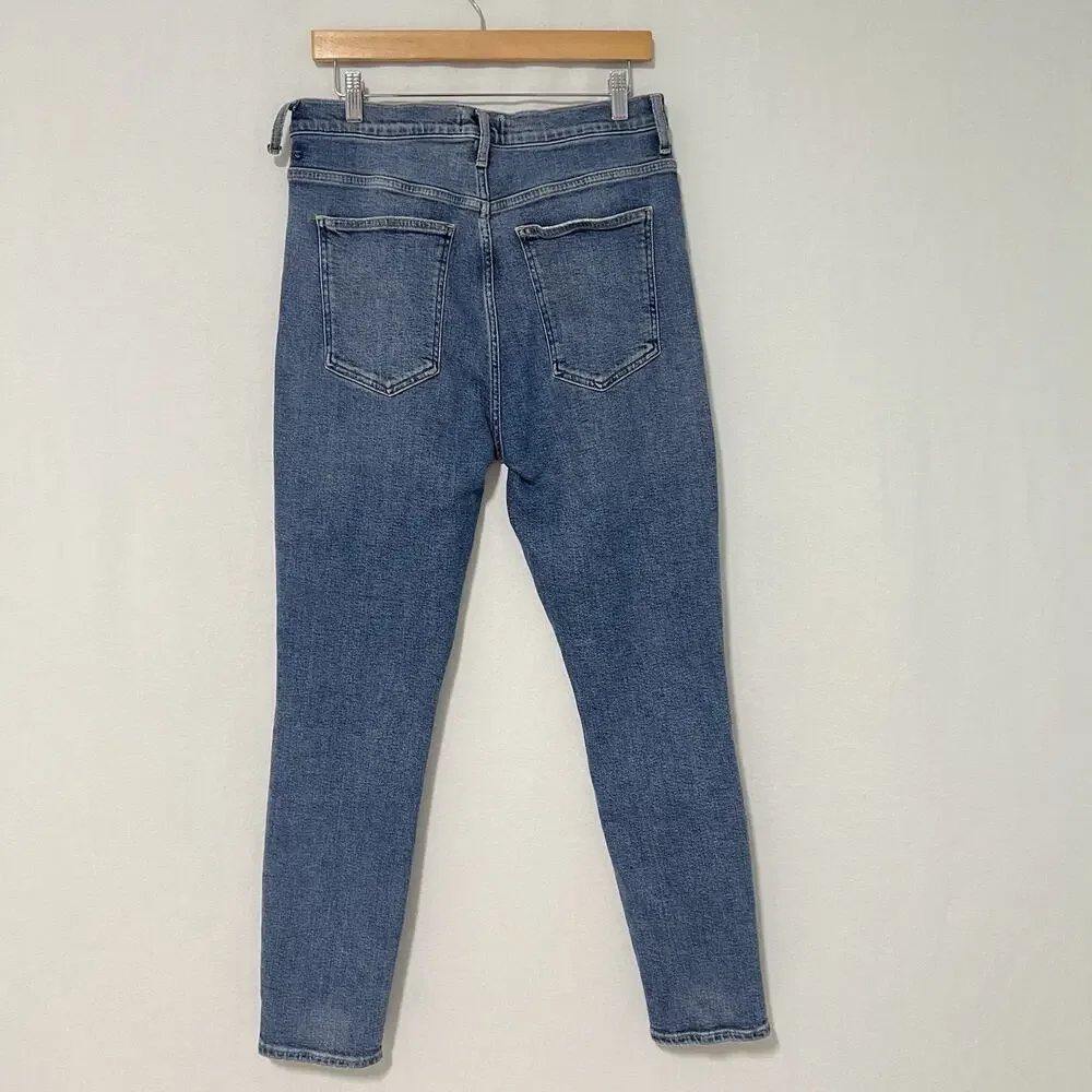 AGOLDE Pinch Waist Stovepipe Jeans Denim Size 30 Super High Rise Blue A165b - Picture 6 of 15